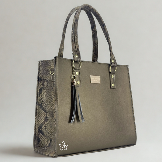 Bolsa Damara con aplicaciones en Víbora