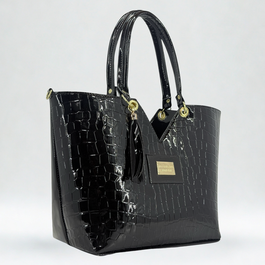 Bolsa Brisa Mediana elegante y cómoda con asa larga y detalles en Charol hecha en México