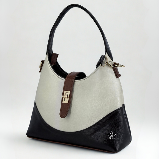 Bolsa Mediana de PIEL GENUINA Vela para Mujer con Broche