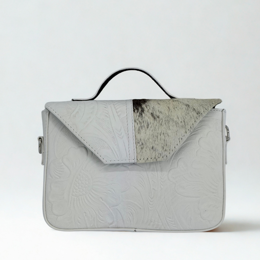 Crossbody de Piel cincelada (Bordada-Pelo de Vaca)