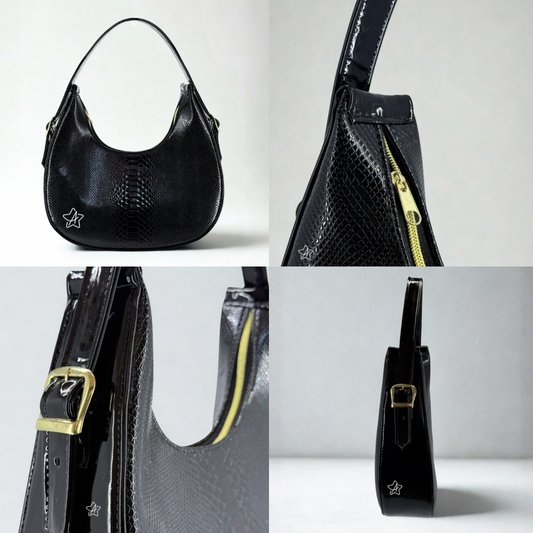 Bolsa Nova en Charol con Grabado de Víbora